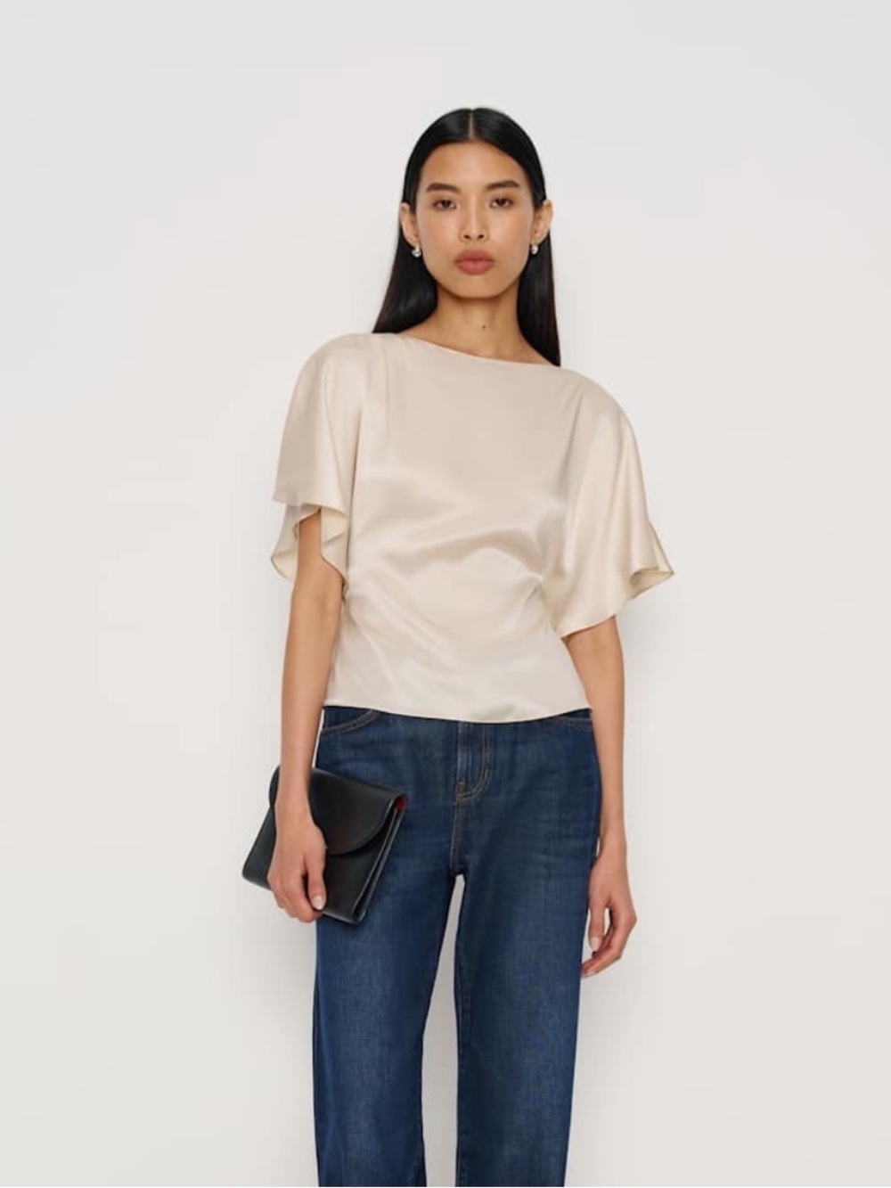 Reformation Avery Silk Top in Almond - Picture 8 of 8